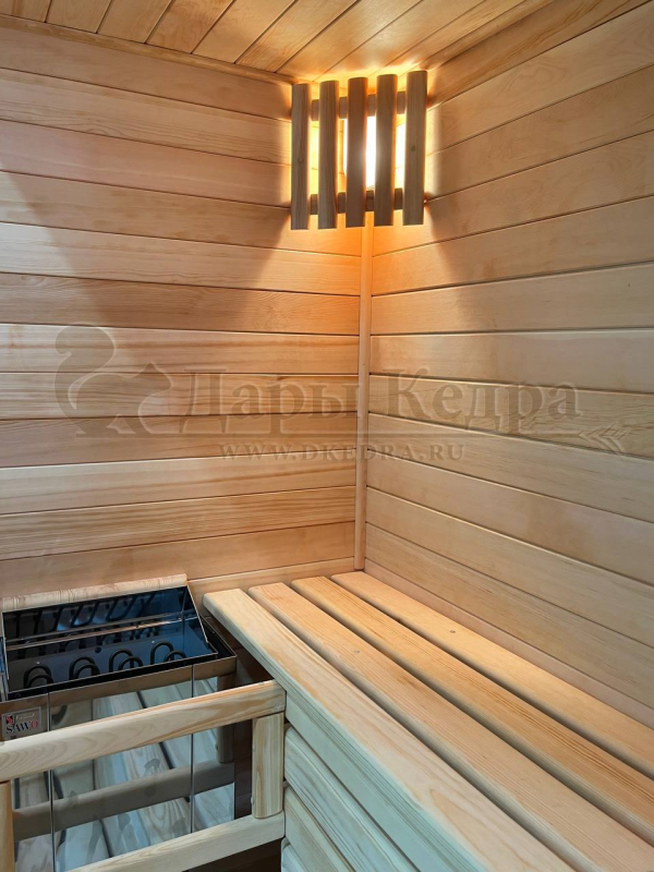 Двухместная прямая финская «Элит» сауна кабина из кедра и липы с электрокаменкой