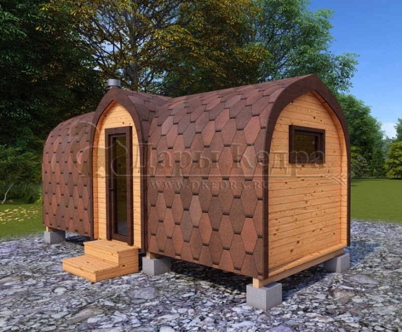 Баня «Викинг» из кедра 6х2,2 м с боковым входом